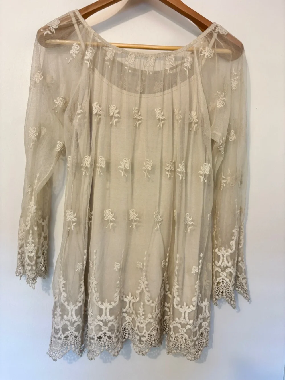 Italian Floral Lace Mini Dress Fits like Small Fairy Cottagecore Festival Silk - Picture 2 of 10